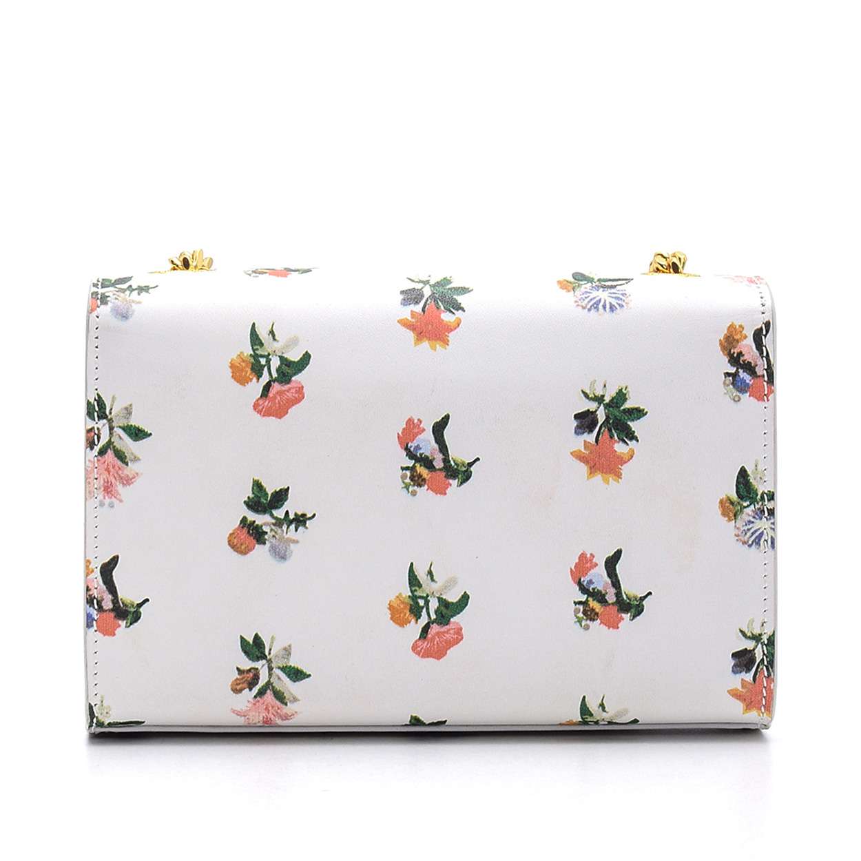 Yves Saint Laurent - White  Leather Floral Print  Kate Tassel Mini  Flap Bag